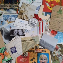 Vintage Junk Journal Paper Lot Ephemera Craft Bundle Old Photos Christmas Cards