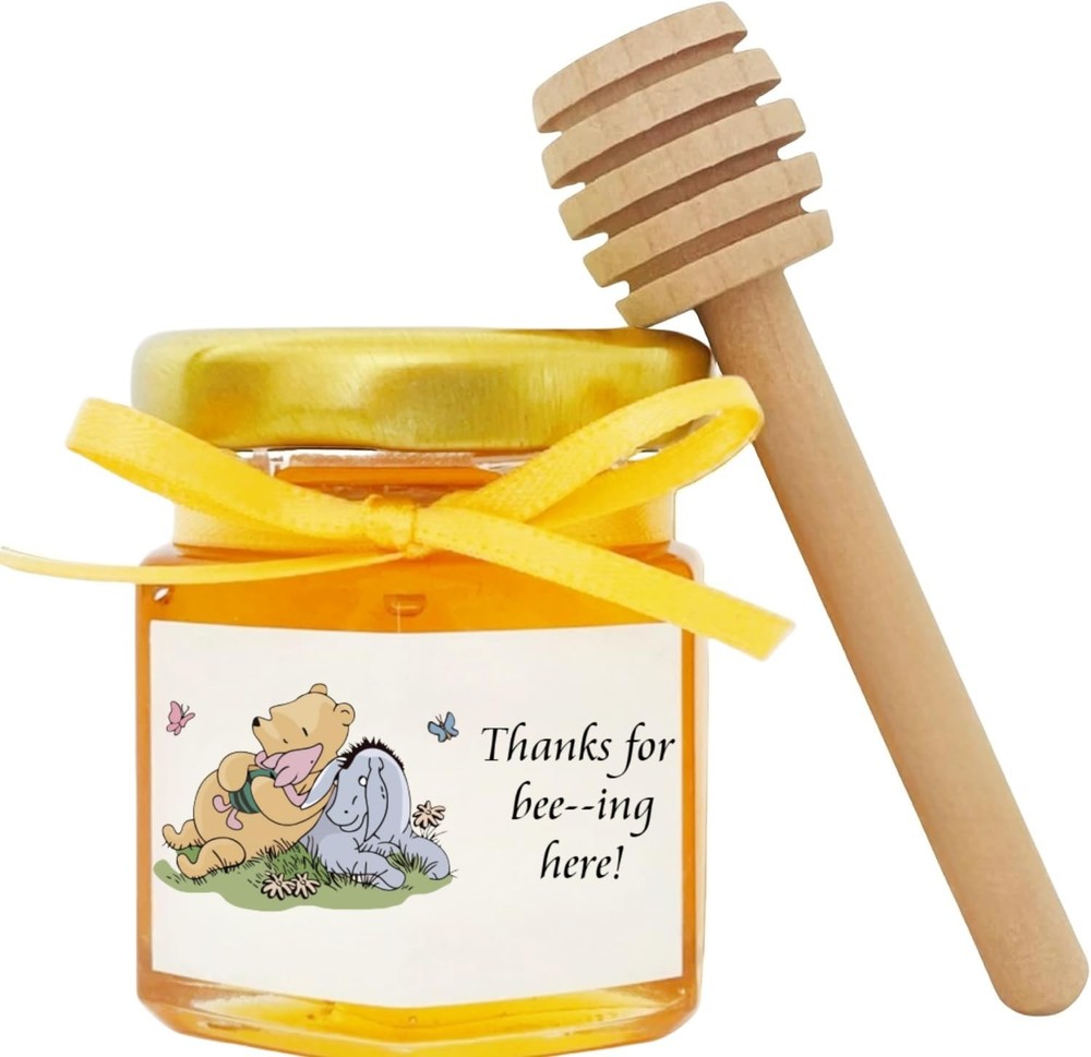 80PCS Winnie Honey Jar Stickers for Baby Shower Decorations Thanks for Bee-in…