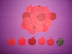 50 MARTHA STEWART APPLE DIE CUTS PUNCHES CONFETTI 5 SHADES OF RED