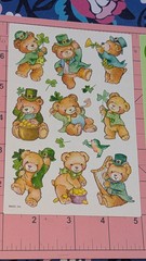 American Greetings St Patricks Day Stickers Lot of 2 sheets teddy bear Shamrock