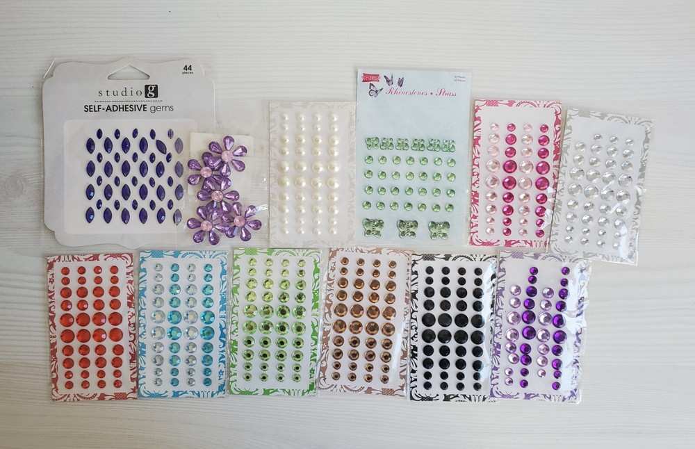 Self Adhesive Rhinestones Gems Bling 3D Stickers 12 Packets (432 individual pcs)