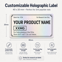 Customizable Holographic Peptide Vial Labels for 3ml Vials- Set of 20 labels!