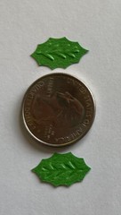 GREEN BRIGHT HOLLY LEAF Die-cut Embellishment(20pc) Garden•Berry•Christmas