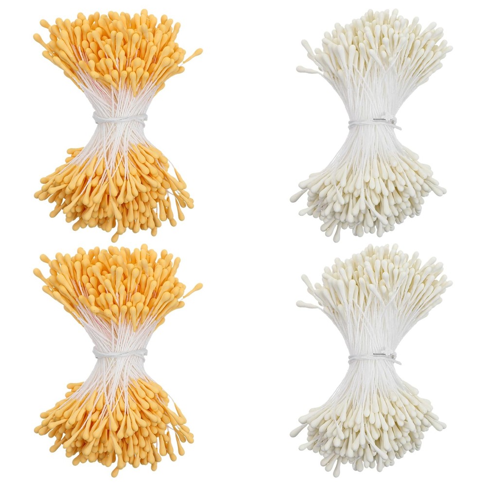 Matwsec 1600PCS Stamens for Flower Making 2mm 2.3 Inch Long, Dark Yellow