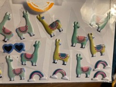 15 puffy llama stickers-plus 5 rainbows & 2 heart sunglasses