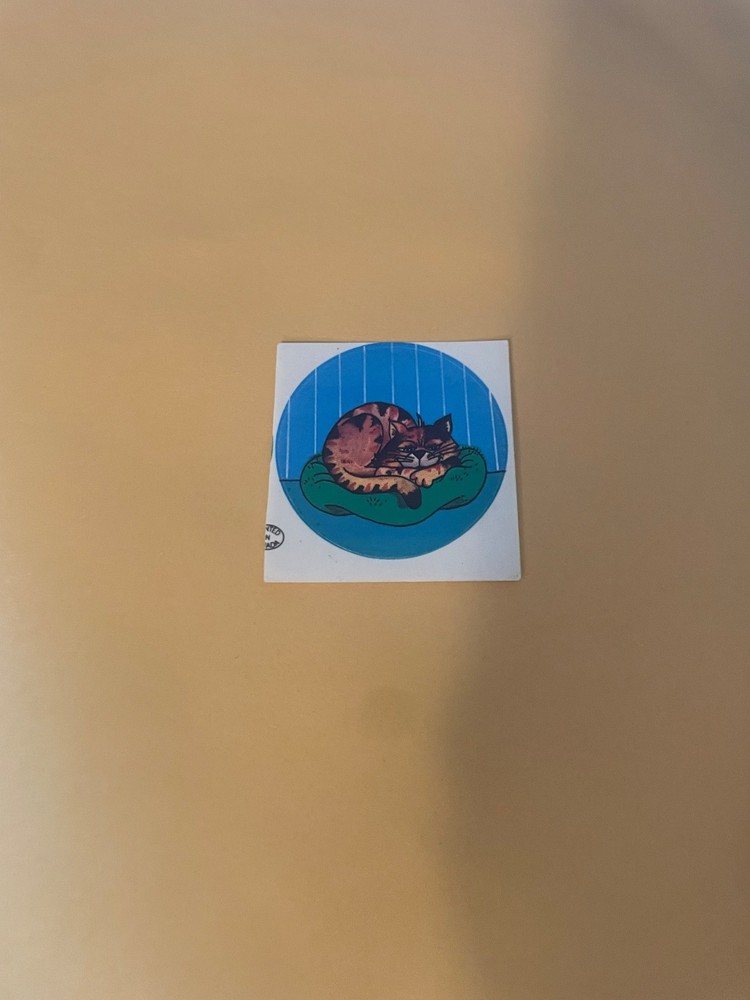 Vintage 1980s Sleeping Cat Sticker