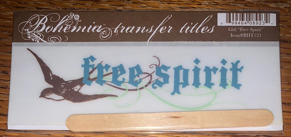 My Mind’s Eye BOHEMIA RUB ON TRANSFER TITLES “Free Spirit“ SCRAPBOOK CRAFT Card