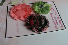 APRICOT BLACK GREEN Blend Mix – Fabric Organza 3 Pack Flower 50-60mm N4 NJC