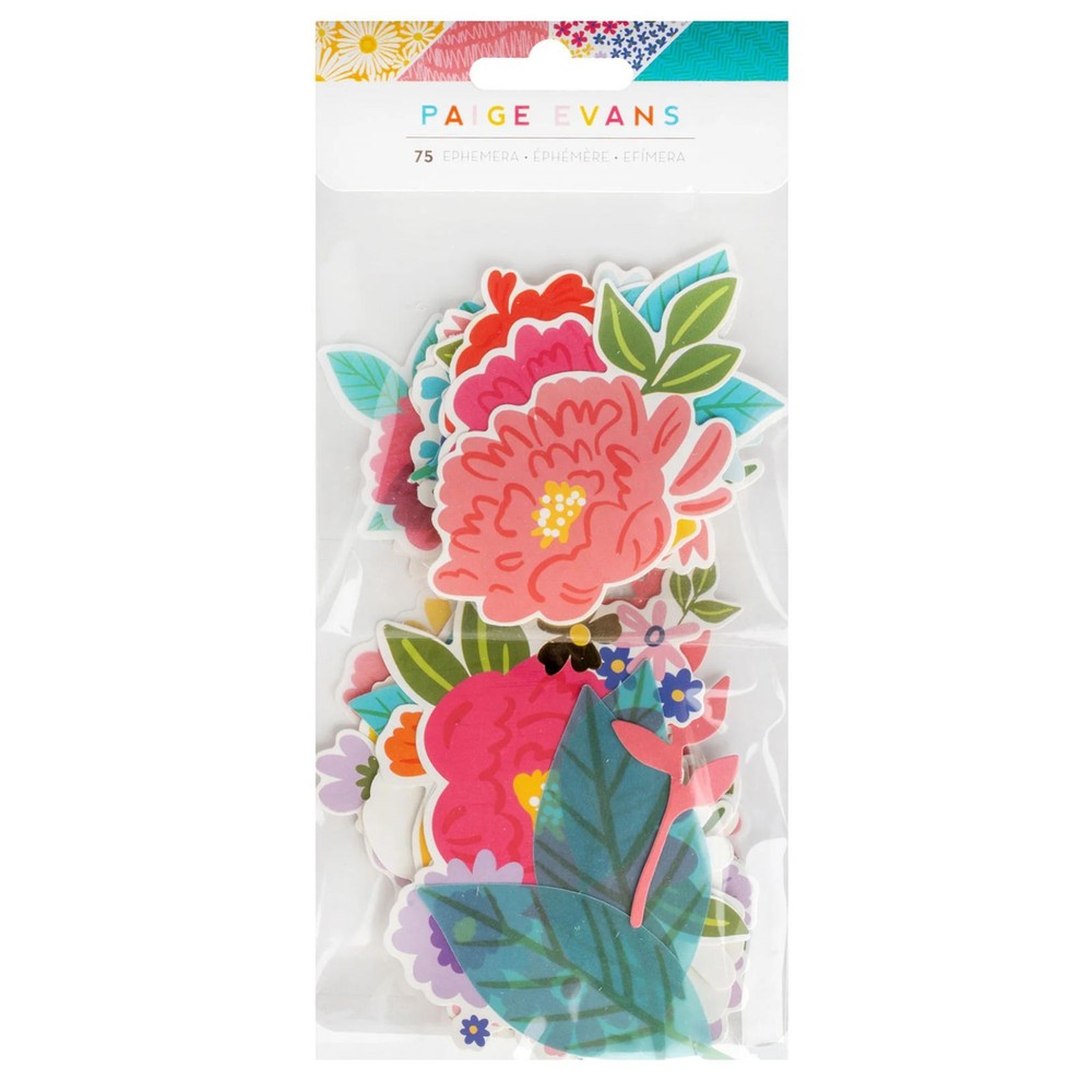Paige Evans ADVENTUROUS FLORALS (75pc) EPHEMERA DIE CUTS scrapbooking