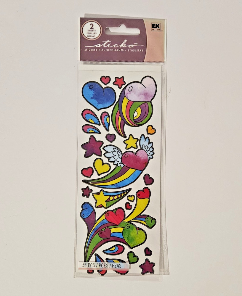 Sticko GIRLY HEARTS Multicolor Stickers 2 sheets per pack/54 pieces Discontinued