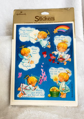 New Vintage 1984 Hallmark Angel Rainbow Clouds Hearts Religious Phrases Stickers