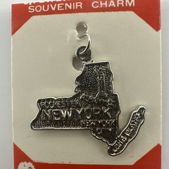 Vintage NEW YORK State Charm SILVER PLATE Souvenir Jewelry Keychain Collectible