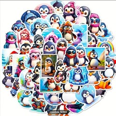 50pc CUTE PENGUIN Stickers-Christmas Fun For Everyone Laptop, Water-Bottle, Bike
