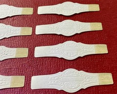 Set of 8 1920s Cuban Gold Cigar Bands – Embossed Gold Gilt – Pristine NOS