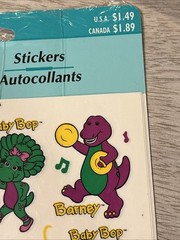 Vintage Hallmark Barney The Dinosaur Stickers Baby Bop Band 90s Music Y2K
