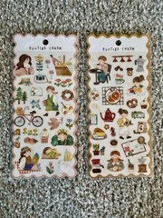 Lot of 12 MIND WAVE Routine Charm & DAISO Kawaii Japanese Girl Stickers