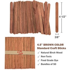 200 Pack 4.5 Inch Brown Popsicle Sticks, Wood Craft Sticks for Crafts, Learni…