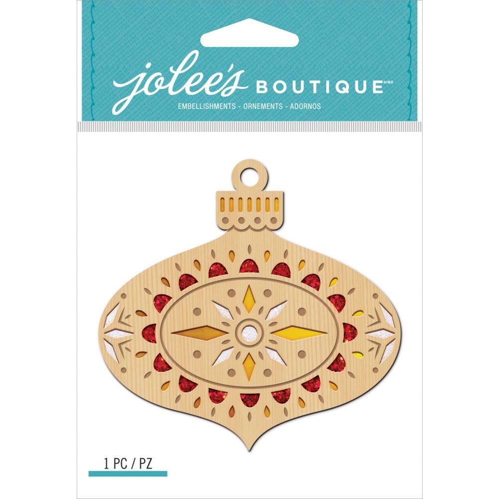 Craft Stickers Jolees Laser Cut Wood Glitter Christmas Ornament Details Red Gold