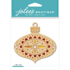Craft Stickers Jolees Laser Cut Wood Glitter Christmas Ornament Details Red Gold