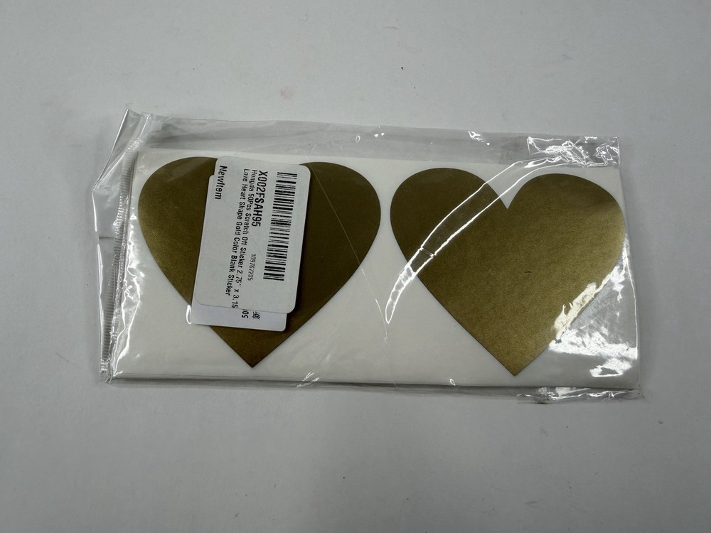 50pcs Scratch Off label Sticker 2.75″x3.15″ Gold Color Love Heart Shape
