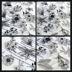 50Pcs Black Transparent Waterproof Plant Stickers for Scrapbooking, Journaling &