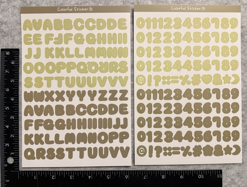 Lot of 6 Sheets Alphabet Letter Number Rainbow Cool Colorful Stickers