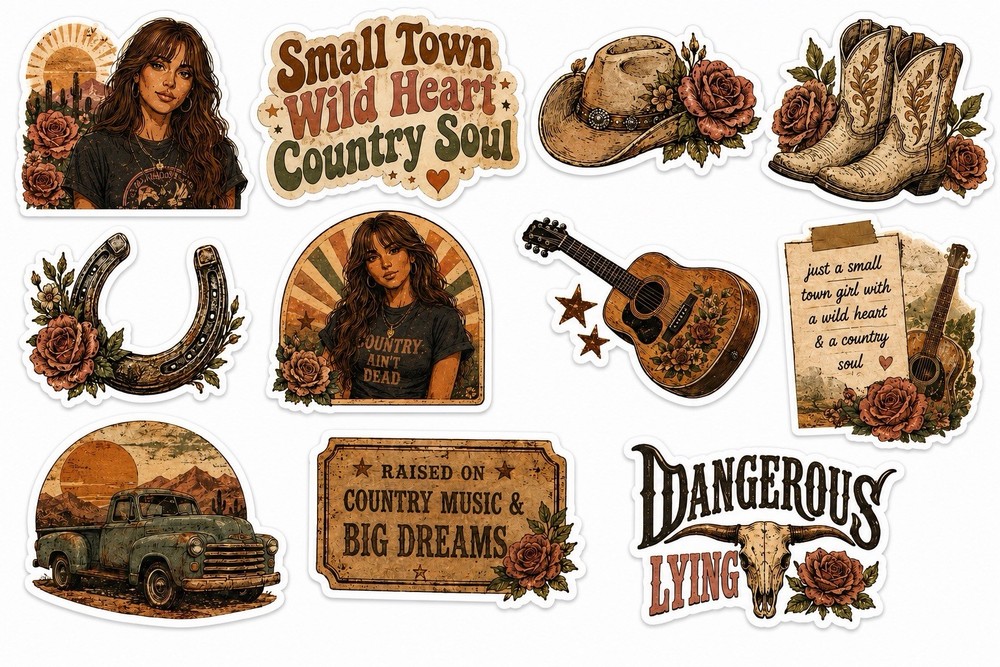 Ella Langley Small Town Sticker Pack/Country Music/