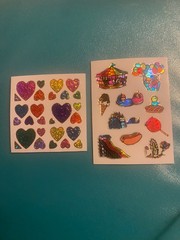 Set of 2 Prism Vending Sticker Sheets 3×3 – 3×4 Inches Hearts & Carnival Theme