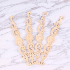 4PCS Wood Appliques for Cabinets White Embryo Decor Scrapbook Embellishments