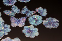 Crystal Flower PET sticker | flower blue butterfly holographic themed PET