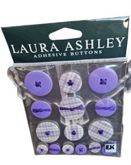 LAURA ASHLEY -ADHESIVE BUTTONS-15PC SET-EK SUCCESS-Violet solid & plaid