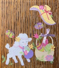 Used RARE Jolees Lamb & Basket Happy EASTER Hat Bunny Eggs Jelly Beans Stickers
