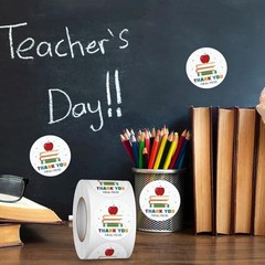 1.5 Inch 500 PCS Teacher Appreciation Stickers Thank You for All You Do Books