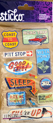 2013 Sticko 11pcs Flat Stickers COAST TO COAST Road Trip Theme, BRAND NEW