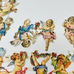 E Heller Angel Cherub Vintage Die Cut Lot of 24 Scrap Paper EAS #3062 Austria