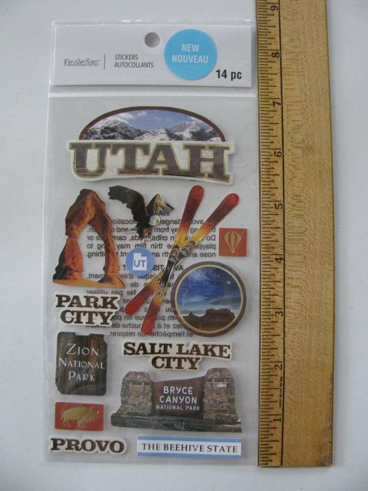 Recollections Stickers UTAH Salt Lake City Provo Park City 14 Pieces NIP