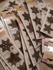HUGE LOT Crafters Square 90 Wood STARS Laser Cut Kraft Icons 15 packs of 6 stars