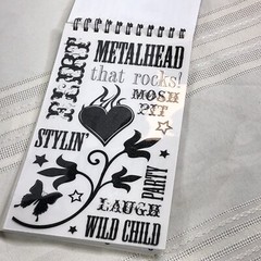 Paper Crush Swatch Book 149 Impress Rub On Band Music rock rebel Punk Star theme