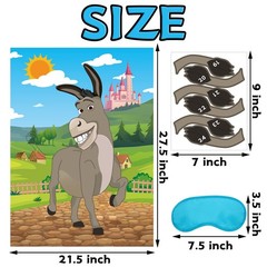 Pin the Tail on the Donkey with Tail Stickers and Eye Masks, Boys Girls Kids …