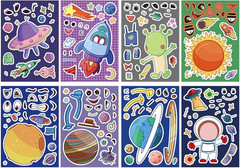 48 Sheets Make a Face Stickers for Kids – Animal Stickers with Unicorns and Dino
