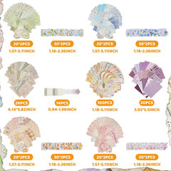 560 Sheets Floral Scrapbook Paper with Stickers Assorted Set, 7 Colors Scrapbook