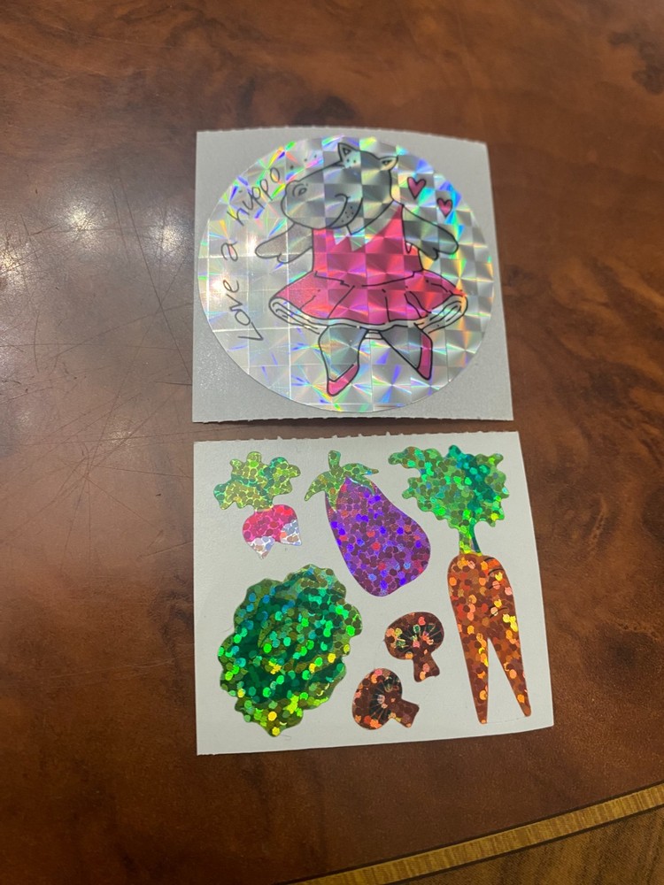 Set of 2 Prism Sticker Mods – Hippo & Veggies – 2.5×2 – 2×1.76 Inches