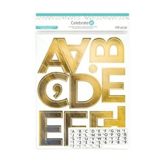 Celebrate it Entertaining GOLD FOIL Large ALPHABET & NUMBERS Stickers – 148pcs