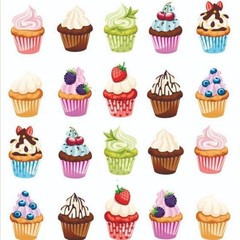 Violette Stickers – Cupcakes – 2 Mini Cupcake Sticker Sheets – Scrapbooks Crafts