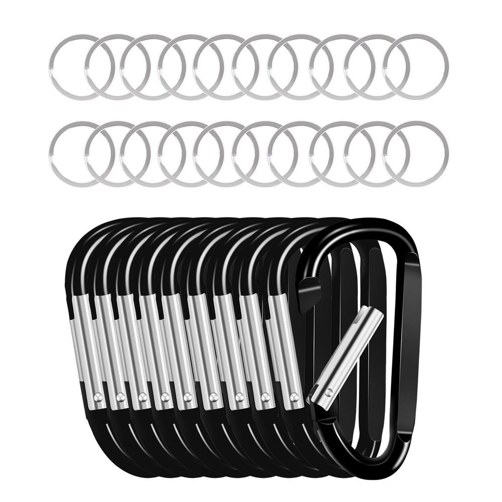 10 PCS Black Carabiner, Caribeaner Clip, Spring Snap Hook for Keychain Clip
