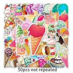 50 Pcs Sweet Ice Cream Stickers, 1.96-3.15inch Cool Cartoon Decorative Sticke…