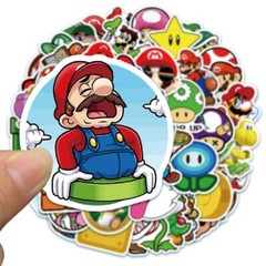 Super Mario Kart Stickers Skateboard Vinyl Laptop Luggage Decal Hydro Flask 50pc