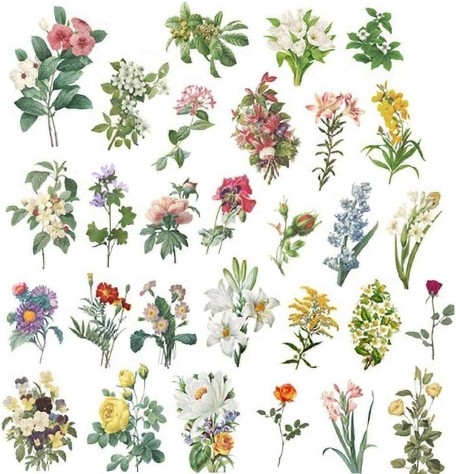 60Pcs/Set Vintage Washi Sticker Set Retro Flowers Sticker Decorative Stickers DI