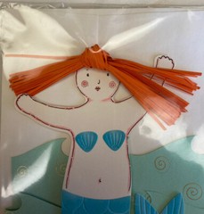 Meri Meri MERMAID Birthday Card ORANGE STRAW HAIR beautiful frameable BEACH ART!