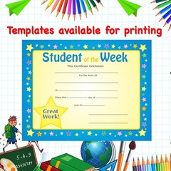 30 PCS 11×8.5 Inch Colorful Student Week Recognition Award Certificate Paper